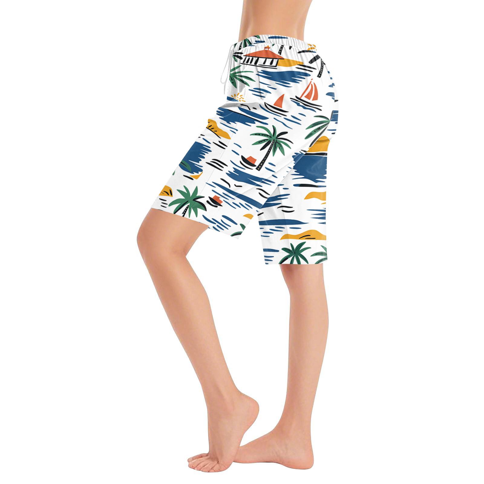 Женские Повседневные Модные Удобные Пижамные Штаны Шорты с Принтом и Шнурком M