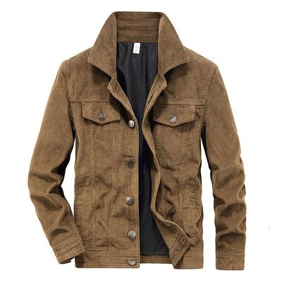 Giacca da Uomo in Velluto a Coste Stile Vintage Slim Fit per Primavera Autunno Giacca Casual con Zip Manica Lunga