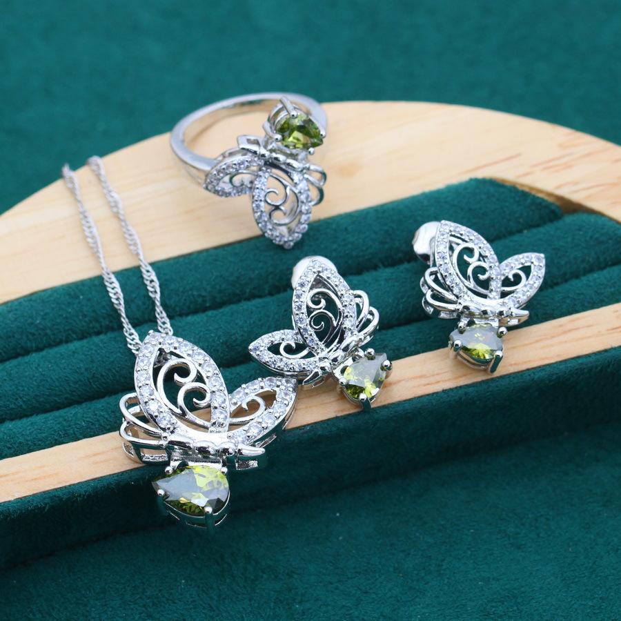 European and N Fashion Light Luxury Zircon Inlaid Butterfly Jewelry Earrings Rings Necklace Mothers Day Gift