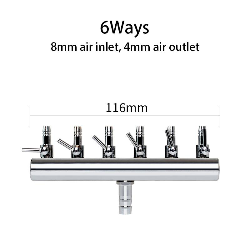 2/4/6/8/10/12Ways Stainless Steel Air Flow Splitter Distributor Pump Valves for Aquarium Air Splitter Valve Fish Tank Air Pump