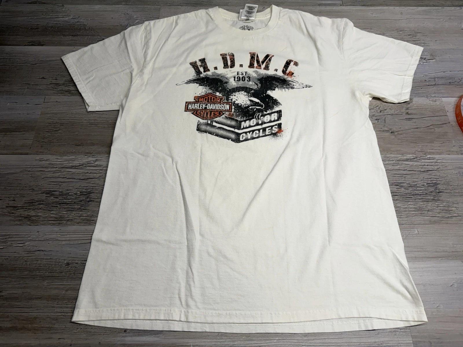 Harley Davidson T-Shirt San Antonio Texas Size XL Double Sided Biker Tee White XL