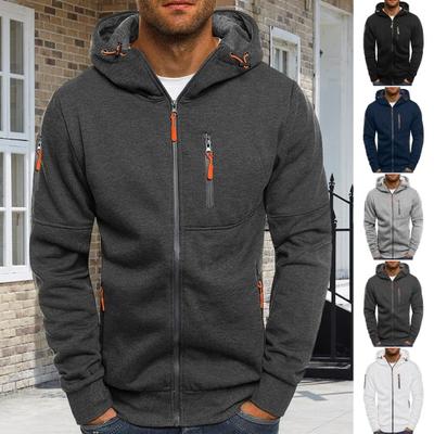 Felpa con cappuccio da uomo autunno inverno ampia con zip maniche lunghe tasche con cerniera cardigan con cappuccio sottile