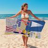 1pc Beach Towel - Windproof & Sun-Proof Ultra-Soft Microfiber with Vibrant Beach Club Design Boats, Cocktails, Lobster