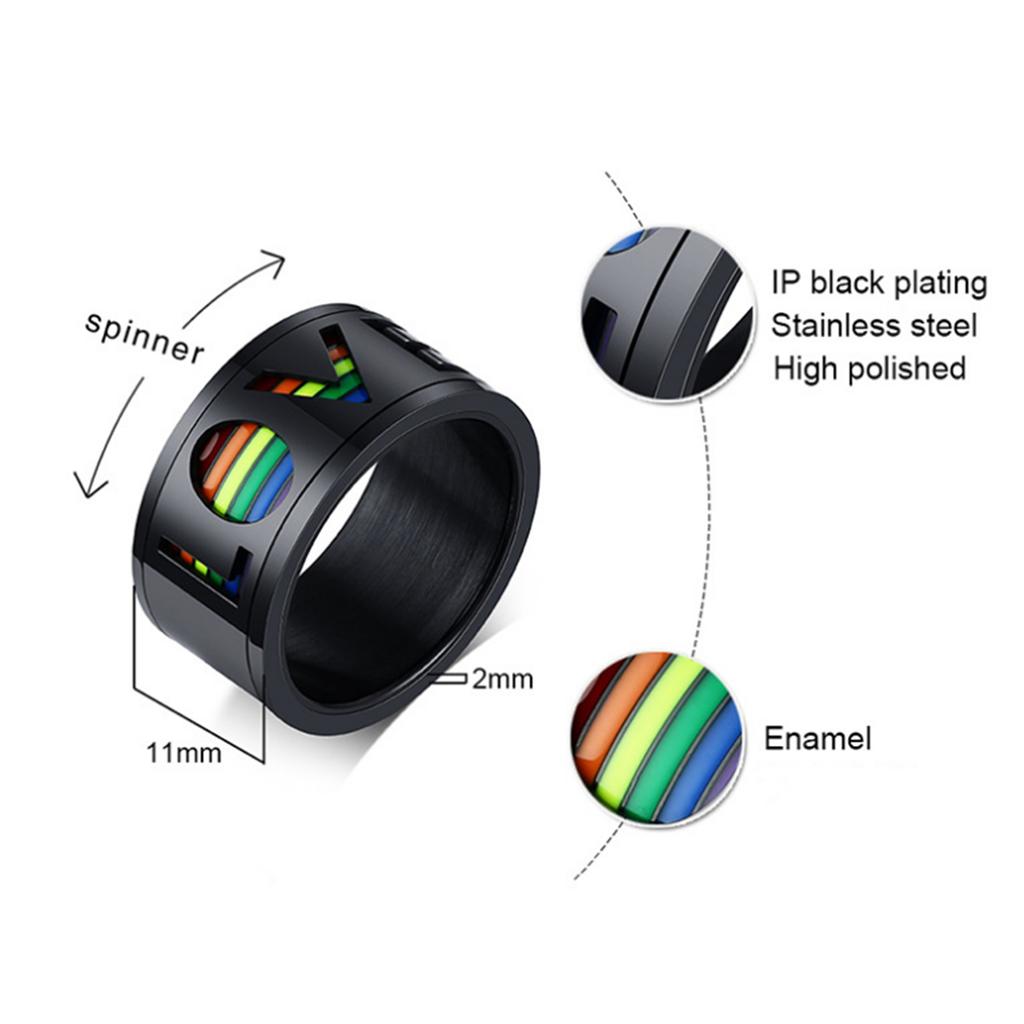 Herren Regenbogen Bunt Ring Gay Frauen Hohl Liebe Lesbisch Edelstahl Band Ringe Schmuck Geschenke