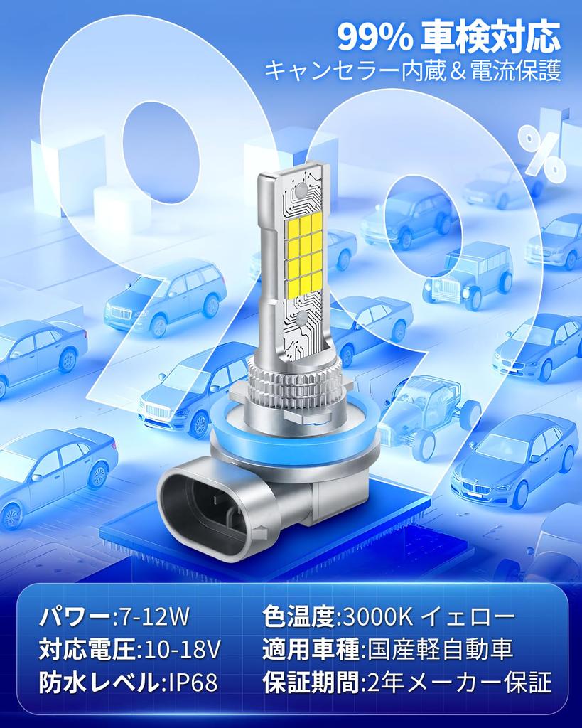 Marsauto H11 LED Fog Super Bright H8 LED Fog Vehicle Inspection LED Fog H16 IP68 Waterproof and Instant 24 LED DC12V Over Hours Set of Warranty