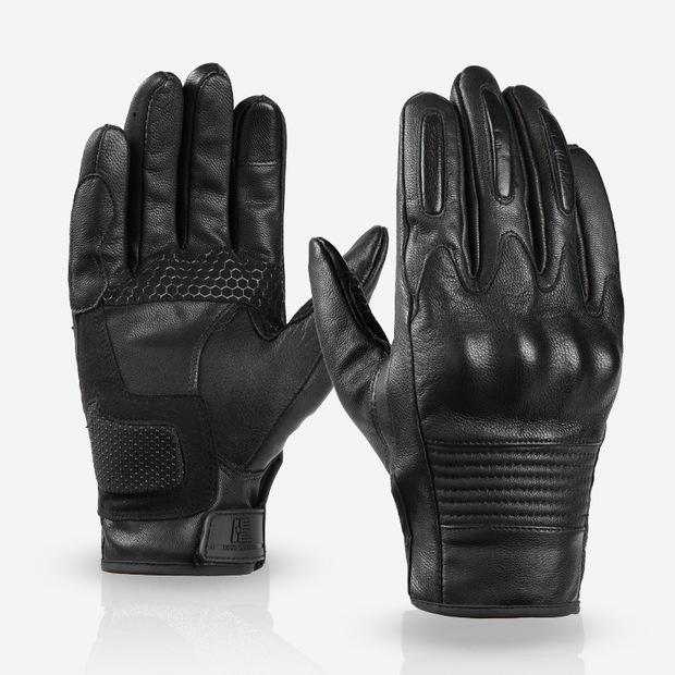 

Перчатки для езды на мотоцикле на все сезоны. Универсальные противоскользящие износостойкие амортизирующие сенсорные экраны. Тонкие винтажные перчатки из овчины черного цвета.