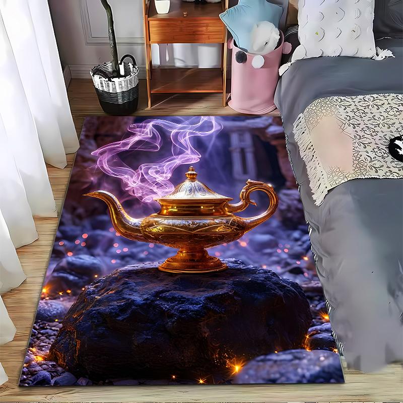 Magic Genie Lamp Carpet with Mystical Smoke Design for Home Decor Suitable for use as an anti-slip for living room bedroom sofas 40x60cm( 15x23in )