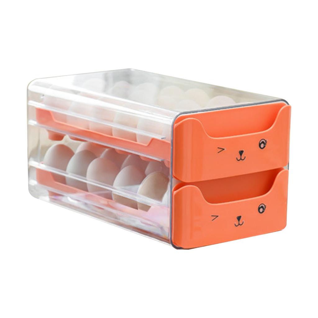 Space Saving Double Layer Egg Drawer Transparent Lengthen Independent Slot Egg Holder Storage Container for Refrigerator