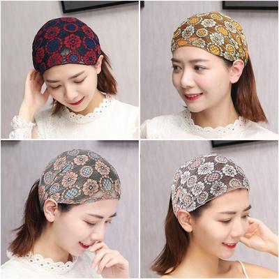 Sweet Non Slip Mesh Flower Headband Hollow Lightweight Lace Hairbands Elastic Hair Hoop Wide Side Head Wrap Mother