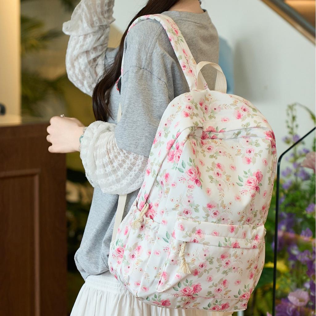 Schoolbag high school female student backpack cute little flower girl casual simple high value large capacity trendy junior high school student 