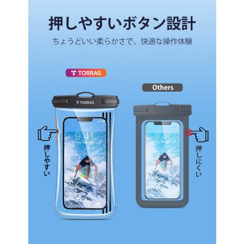 [2024 new model! Sense of security that will not break] TORRAS Smartphone Waterproof Case, Waterproof Case, Fully Waterproof, Clear, Easy to Press Sid