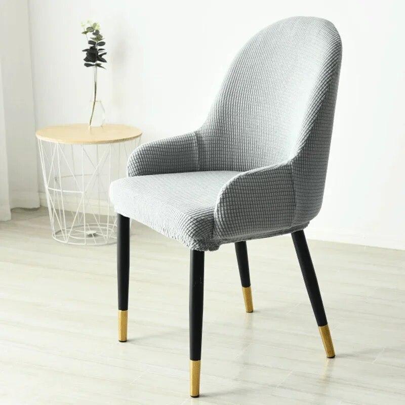 1/2/4/6pcs Polar Fleece Dining Chair Cover Elastic All-inclusive Solid Color Curved Back Chair Slipcovers Furniture Protector