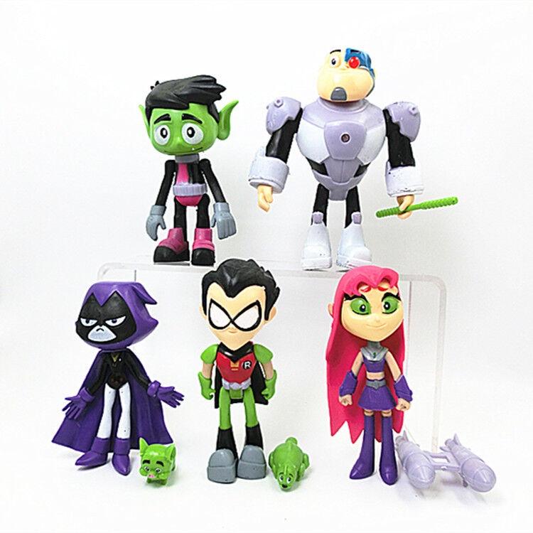 Teen Go Titans To The Movies Robin Cyborg Beast Boy Raven Action Figure Toy 7pcs