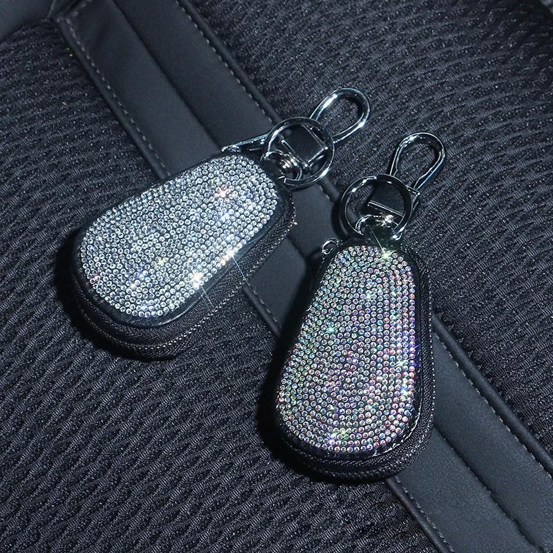 Sparkling Diamond Key Bag with Metal Buckle for Car and Home