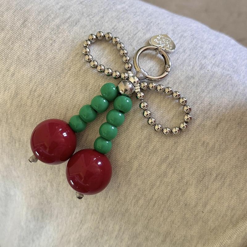 Bow Cherry Keychains Backpack Pendant Creative Phone Case Key Chain Couple Backpack Pendant Gifts