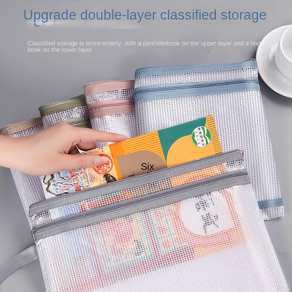 Zipper A4 Storage Bag Mesh Stationery New File Folders Office
