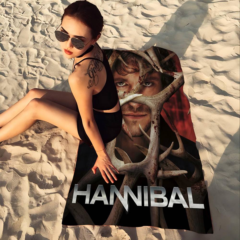 Horror TV H-hannibalS Microfiber Blanket Quick Drying Beach Towels Oversized Printing Super Absorbent Pool Towel Blanket