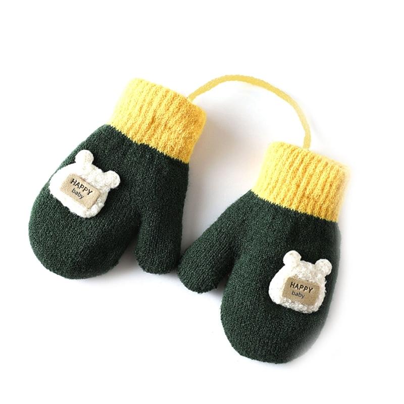 Children Gloves in Autumn and Winter Double-layer Plus Velvet Thickening Warm Cute Gloves for 0-3 Years Old Toddlers