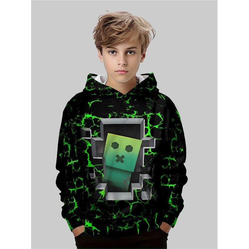 Modisches Bedrucktes Oberteil Lässiger Einfacher Pullover Lockere Hoodies Sweatshirts Jungen
