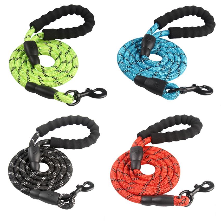 Reflective Foam Handle Rope Leash for Medium & Large Dogs - Multicolor