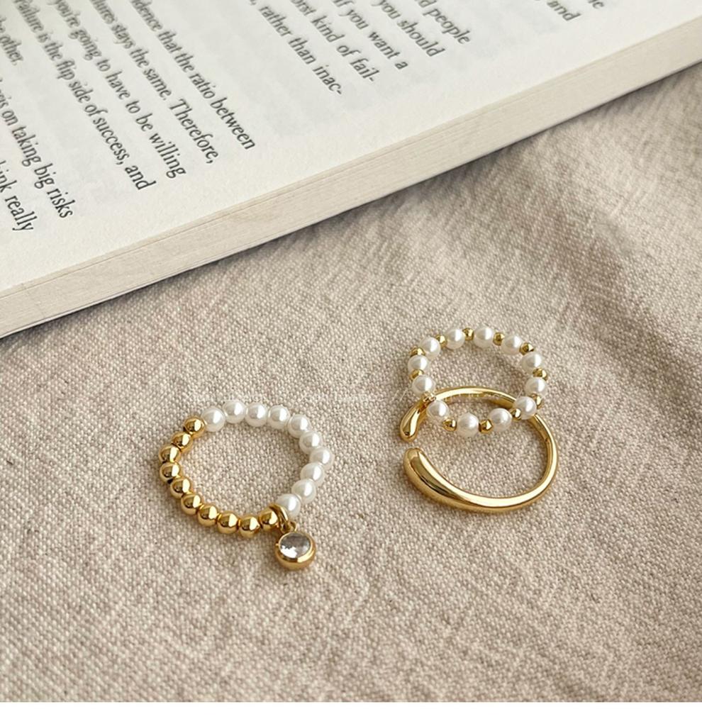 French Temperament Butterfly Pearl Bow Open Ring Simple Trend Index Finger Ring Jewelry Women