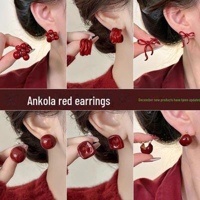 Boucles d'oreilles Vin Rouge Ankola: Bijoux Élégants d'Automne & d'Hiver de Haute Qualité Inspirés par l'Amour.