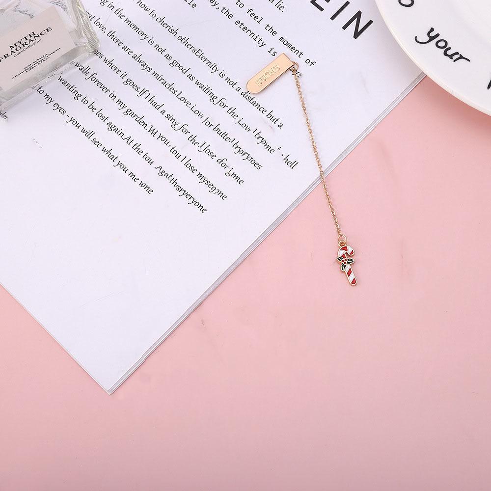 1 Piece Cartoon Christmas Metal Santa Pendant Bookmark School Office Supplies Bookmarks Cute Stationery