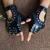 Damen Leder Halbfinger Nieten Streetdance Handschuhe