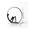 Human Figure Sculpture Minimalist with Circular Hoop Modern Decorative Object for