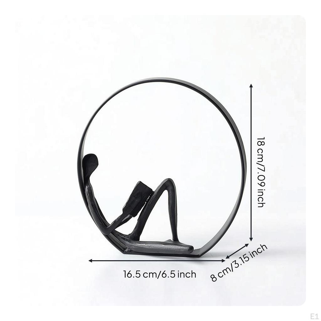 Human Figure Sculpture Minimalist with Circular Hoop Modern Decorative Object for
