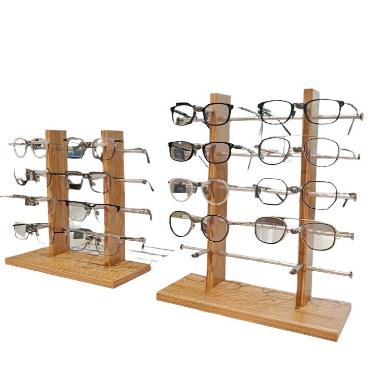 Wooden Double-Row Sunglasses Display Stand for Wayfarer Glasses