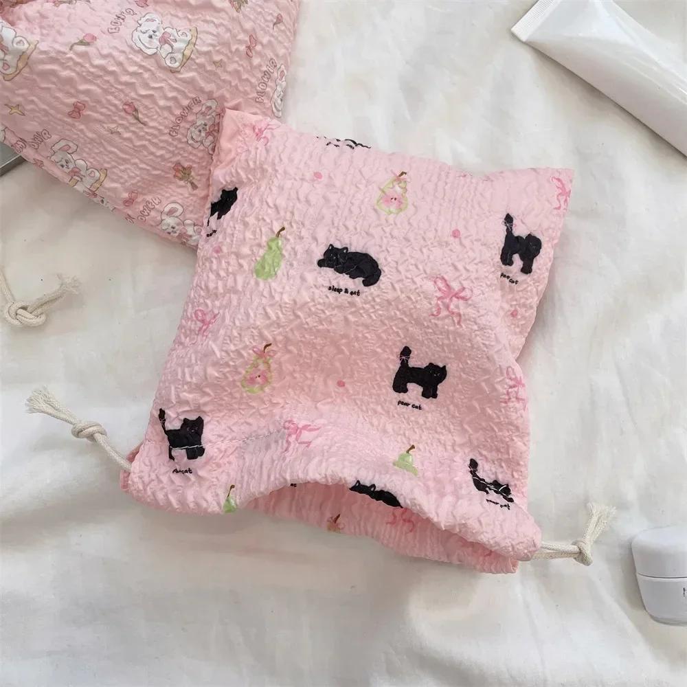 1PCS Women Girls Jewelry Lipstick Cosmetic Tote Rope Pouch String Bags Small Coin Purse Key Earphone Drawstring Storage Bag