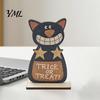 Natural Craftsmanship Gifts Cute Halloween Black Cat Pumpkin Skull Decor, Vintage Boo Wooden Sturdy Decorative Accents Signs, Tabletop Decoration for