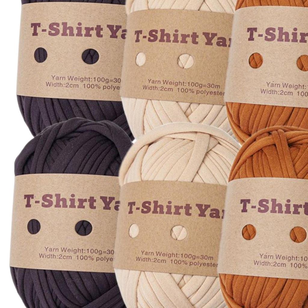 -Pack Knitting Yarn, T-shirt 196 Yards Total Length, Chunky Yarn for Carpets, Handbags,
