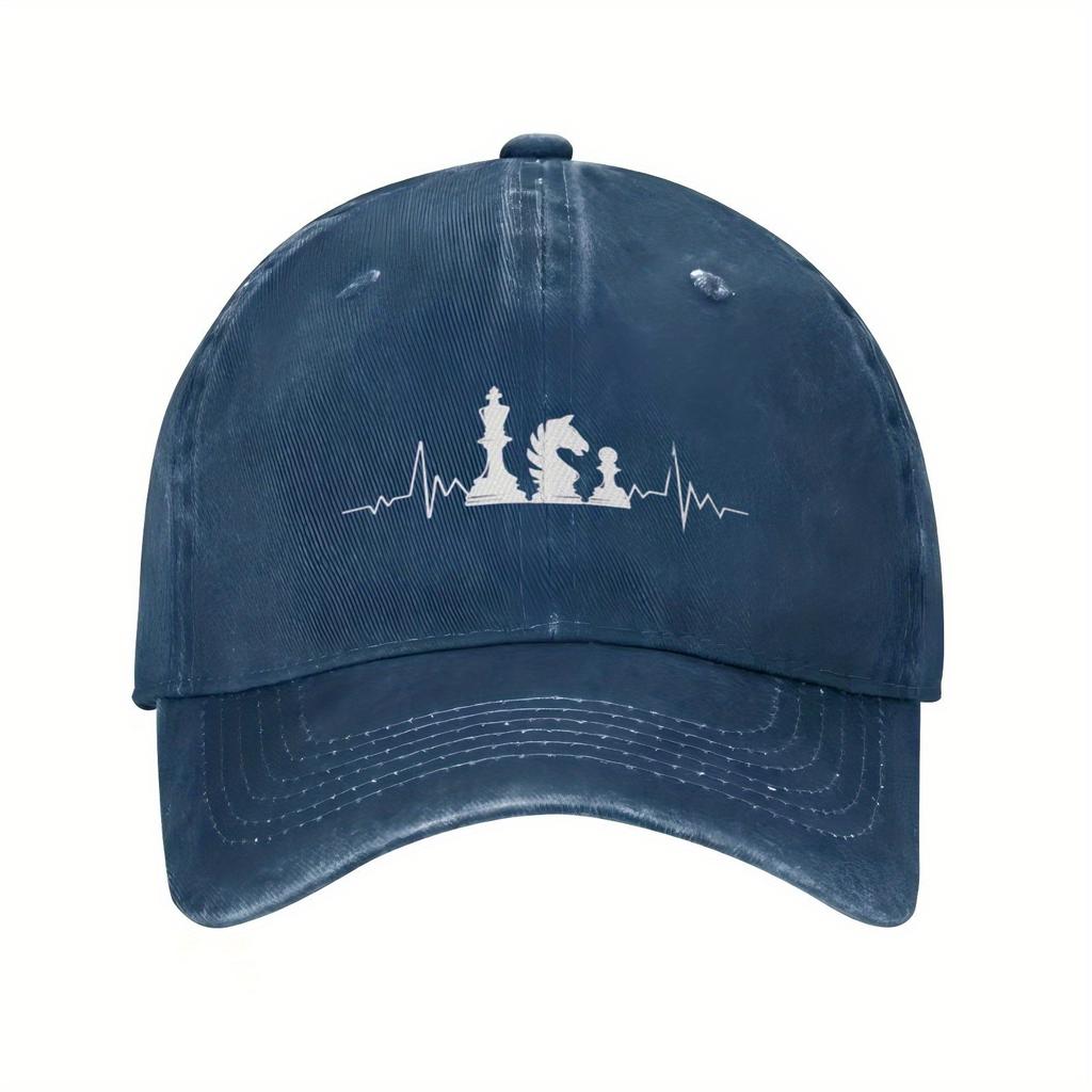Chess Heartbeat EKG Print Baseball Cap Unisex Adjustable Breathable Cotton Casual Hat for Chess Players