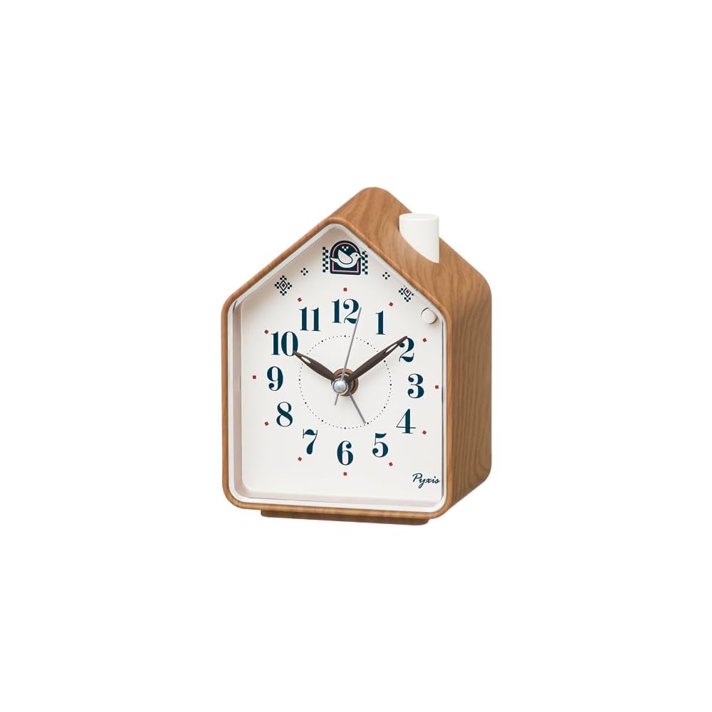 Seiko Clock PYXIS NR453B Analog Alarm Clock, Table Clock, Brown Wood Grain, 110 x 86 x 63 mm