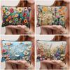 Lightweight Portable Women Makeup Pouch Large Capacity Double-sided Printed Handbag Floral Cosmetic Storage Bag