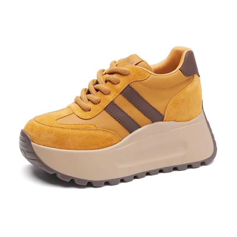 8587 autumn fashion thick sole height increase 8cm trend letter versatile casual shoes sports shoes brown
