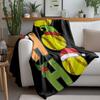 HO HO HO Christmas Fleece Blanket, Colorful Letters with Santa Hat Softballs, Fun Festive Throw for Holiday Sofa Decor