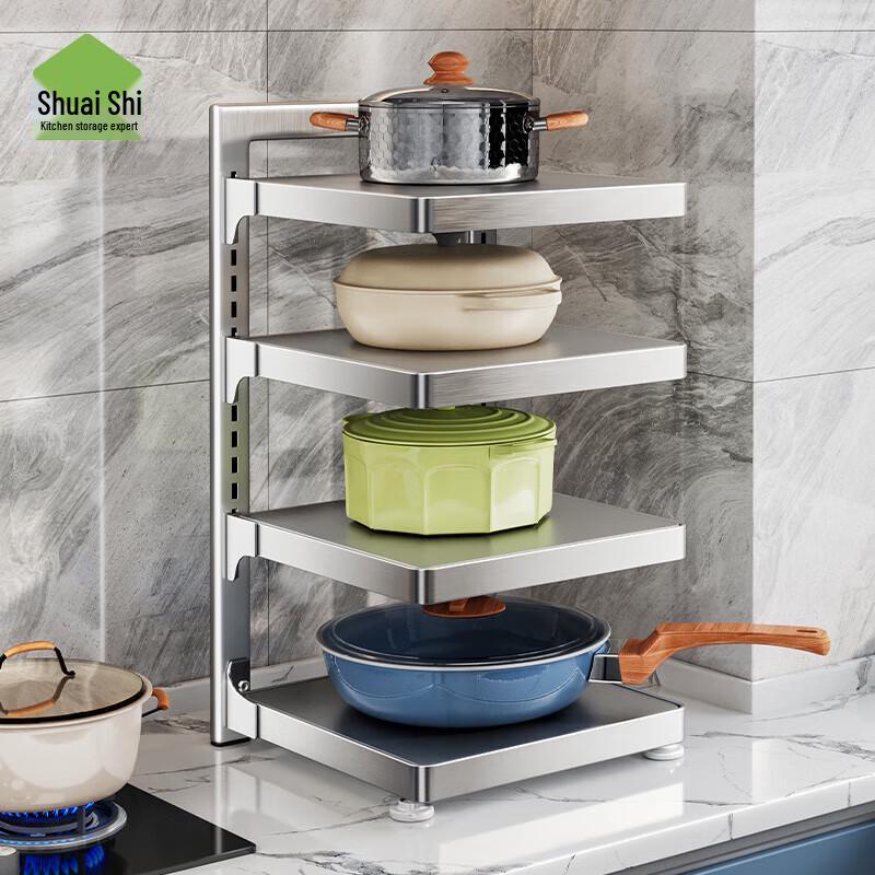 Shuaishi Edelstahl Mehrstöckiger Küchen-Topf-Aufbewahrungsständer