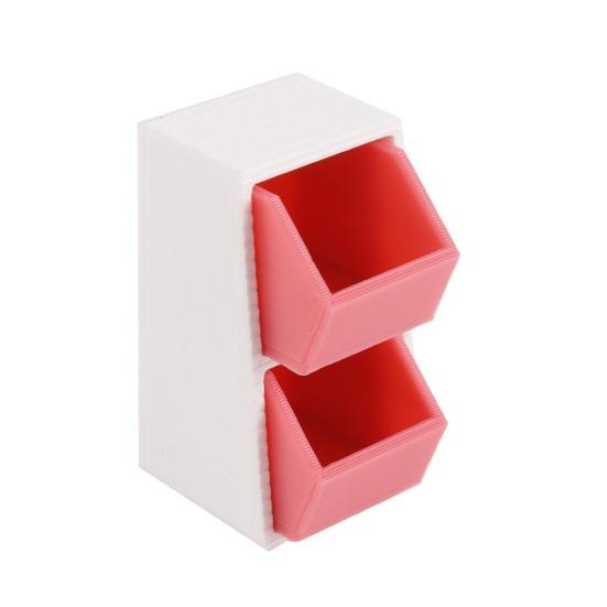 Mini Storage Box 1:12 Scale Miniature Slanted Storage Box Tiny Double Drawer Organizer for Doll Mansion Bedroom Desk