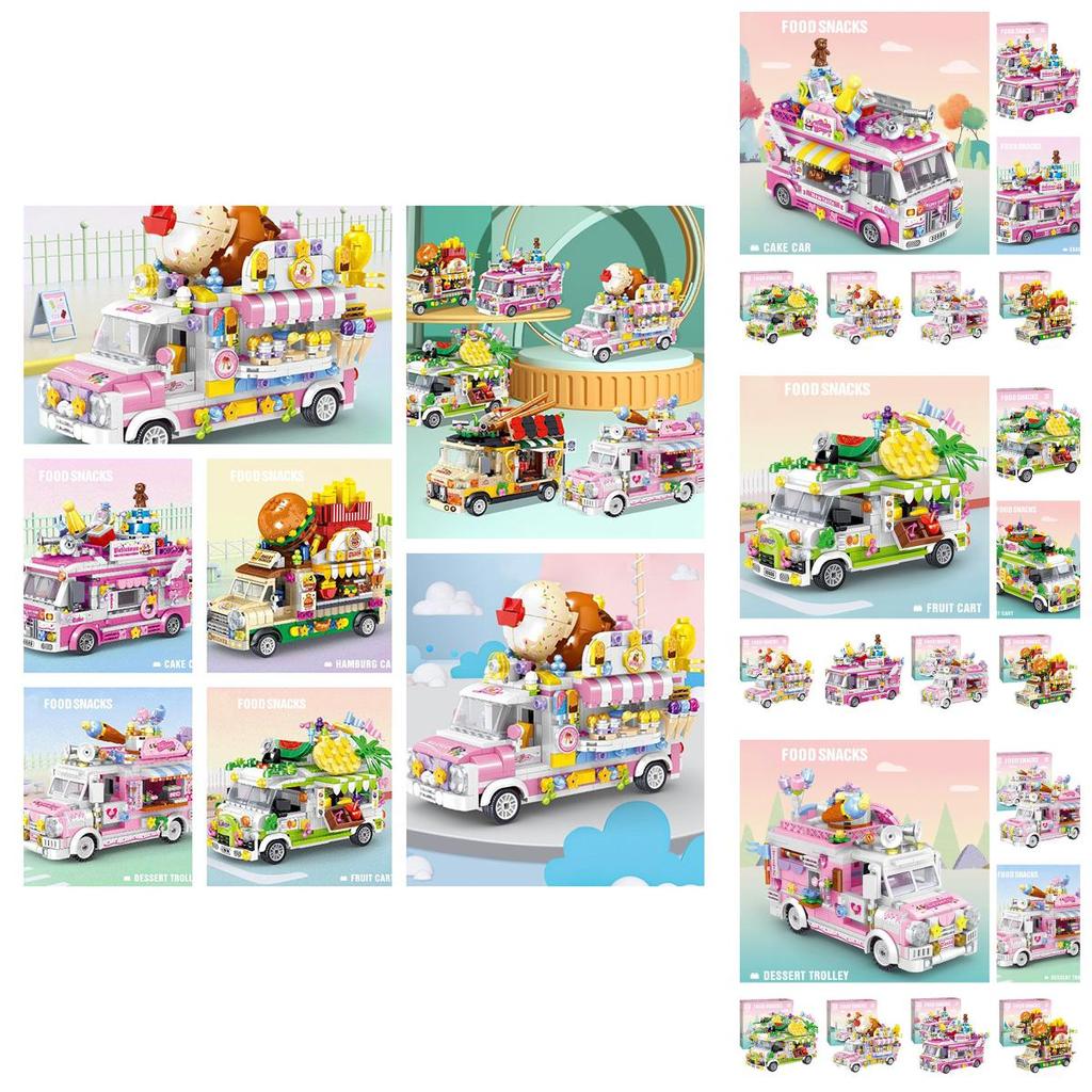Diy Creative Mini Puzzle Building Toy Sweet Dessert Burger Car With 638 Abs Plastic Grains