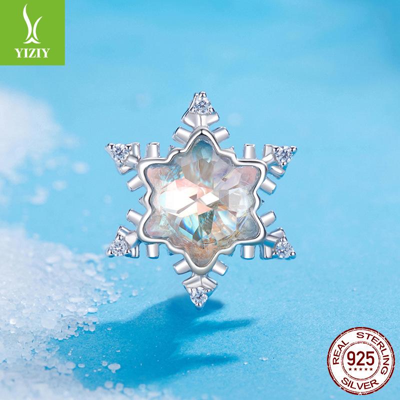 

Бусины Ледяной Цветок S925 Стерлинговое Серебро Бусины Снежинки Сделай Сам Браслет Аксессуары с Бусинами Осень и Зима Легкая Роскошь Высокий Сенс