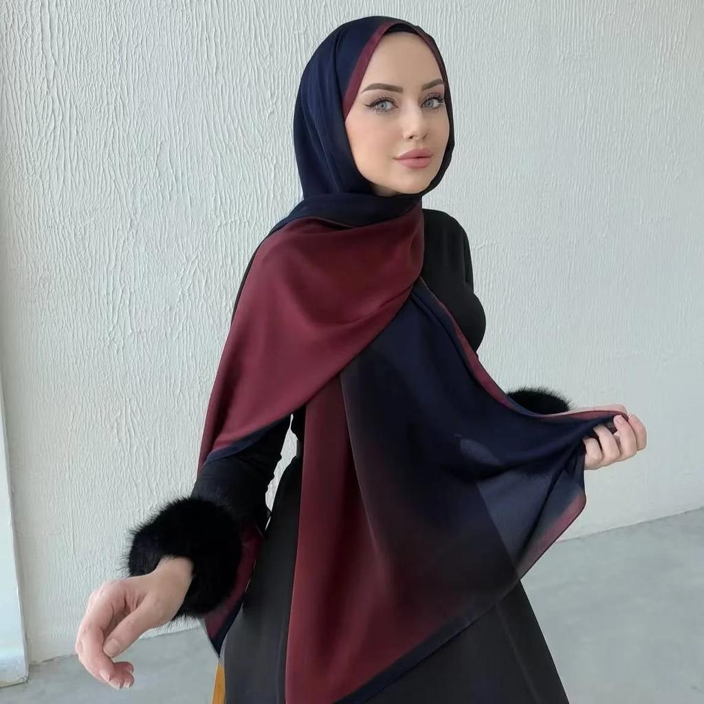 Neuer Muslimischer Farbverlauf Chiffon Hijab Schal Langes Tuch Schal Hohe Qualität Mode Muslimisches Stirnband Halstuch 180*70cm