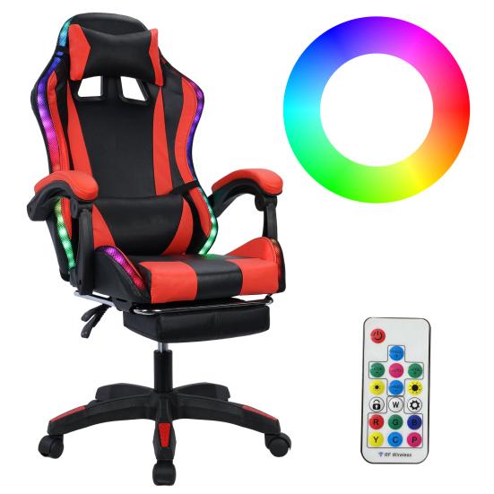 Gaming-Stuhl mit Bluetooth-kompatiblen Lautsprechern und RGB-LED-Leuchten Ergonomischer Massage-Computer-Gaming-Stuhl mit Höhenverstellung