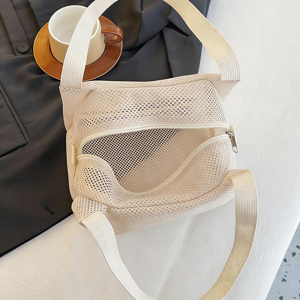 Casual and Simple handbag Mesh Travel Toiletry Bag Portable Beach Bag With Zipper Outdoor Wash Bag Makeup Shower Tools Organizer