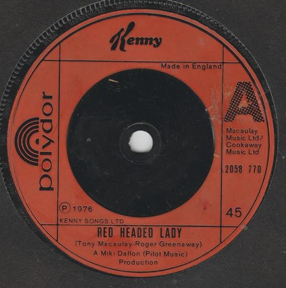 7inch Record KENNY - Red Headed Lady 2058770 POLYDOR 1976 UK Rock Used