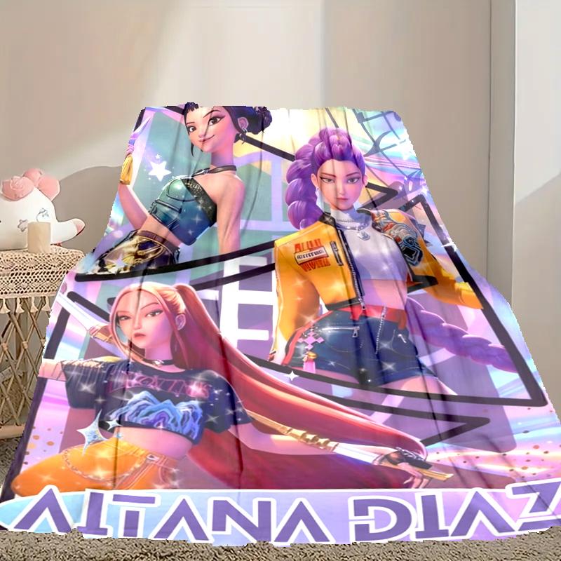 [1pc Kpop Demon Hunters Blanket] All-Season Blanket - Cozy Blanket for Sofa Couch Home Decoration, Digital Printed Nap Blanket