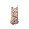 Pink Tropical Plant - Printed Ruffled Spaghetti Strap Dress