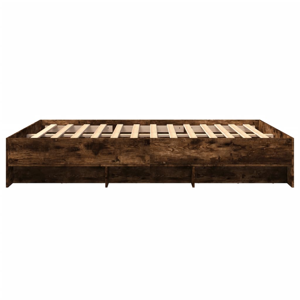 Vidaxl Rama Łóżka Bez Materaca Dąb Wędzony 160X200Cm Drewno Klejone